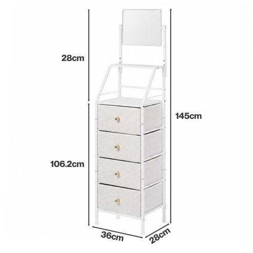 Levede Chest Of Drawers Mirror Dressing Table Vertical Storage Bedroom White