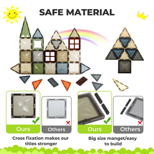 Dekko Magnetic Tiles 60PC for Kids Building Blocks Construction Fun Activity Kit