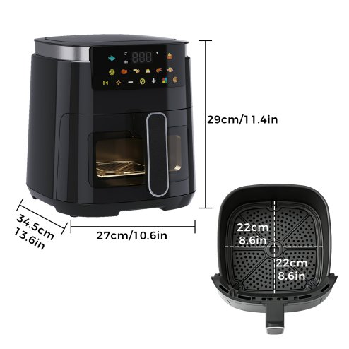 Spector 5L Digital Air Fryer 1500W Oil Free Hot Air Healthy Frying Cooker Black