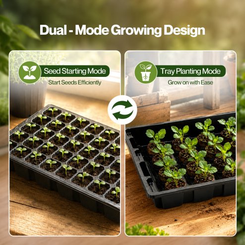 TOQUE Seed Trays 5Pc Clear View With Lids 40 Cell Propagators For Plants Black