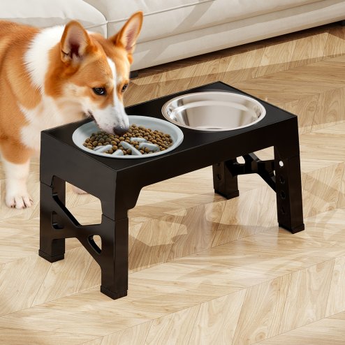 Skylos Elevated Dog Bowls 2 Stainless Steel Bowls and 1 Slow Feeder Bowl