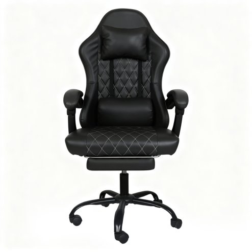 Levede Office Desk Chair PU Gaming Recliner Adjustable Height Swivel Black