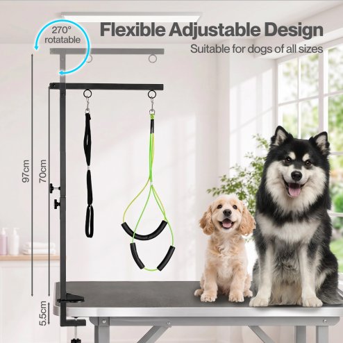 Skylos Dog Grooming Table Arm Adjustable 270 Steel Clamp Hammock for Home Black
