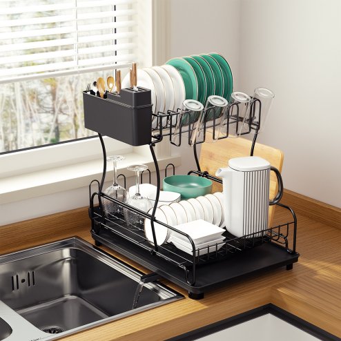 TOQUE Kitchen Dish Drainer Rack Extendable