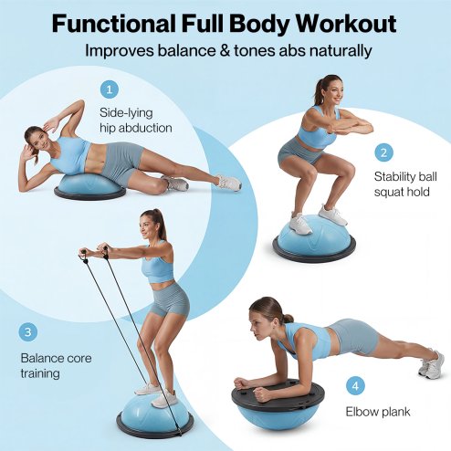 Centra Balance Trainer Ball with Resistance Bands Pump Anti Burst Fitness Home