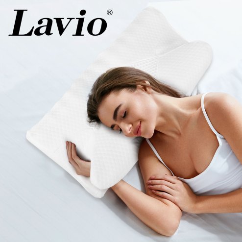 Lavio Ergonomic Neck Pillow Memory Foam for Sleep Well Breathable Washable Cover