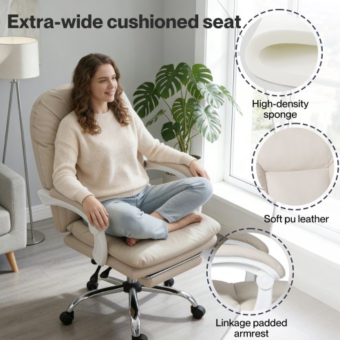 Levede Office Chair Ergonomic Executive Chair Heavy Duty 155??Reclining Leather