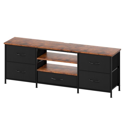Levede TV Stand Cabinet Entertainment Unit Stand 140cm 5 Drawers Storage Shelves