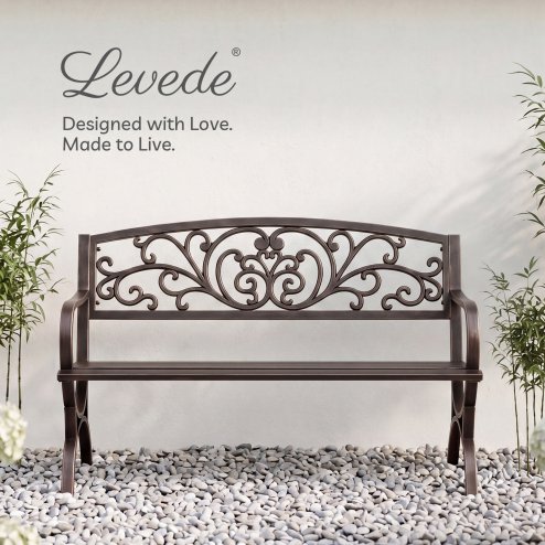 Levede Garden Bench,Butterfly Cast Iron Outdoor Bench,300kg Metal,Bronze