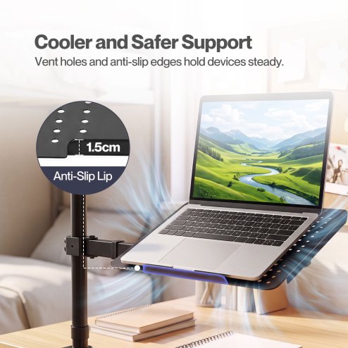 Levede Laptop Desk For? Adjustable Riser With Rotatable Monitor Mount Black