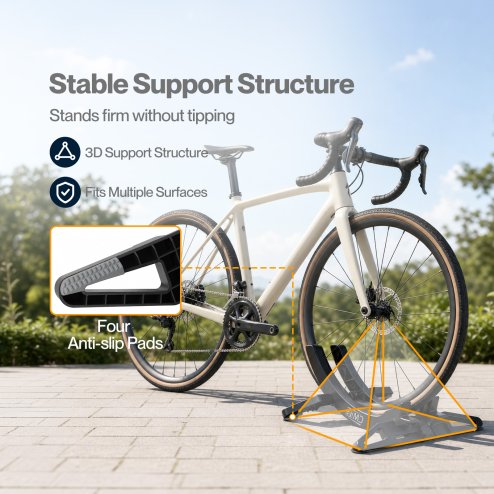 MONVELO Bike Stand Floor Rack Adjustable ABS For Mountain Bikes Garage Black