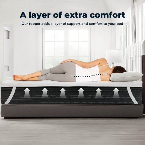 Lavio Mattress Topper Double Size 10cm Deep Soft Microfibre Washable with Strap