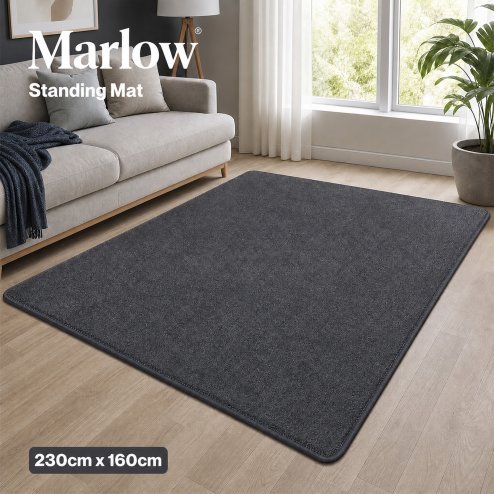 Marlow Rugs Living Room? Faux Wool Carpet Rebound Foam Non Slip Washable Grey