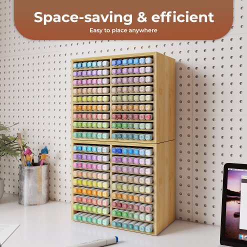 Levede Marker Pen Storage Bamboo 18 Compartment Desk Organiser Craft Stationary