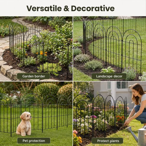 Mountview Garden Fence 10pc Metal Dog Fence Picket Fence Black Steel