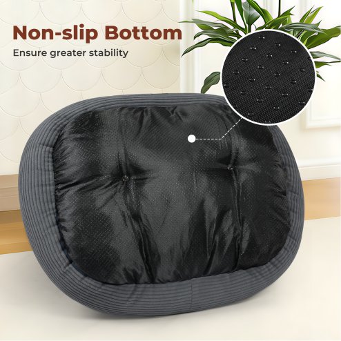 Skylos Dog Bed Luxury Soft Washable Puppy Cat Cushion Mattress Corduroy Grey L