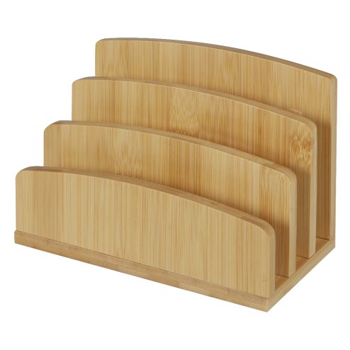 Toque 4-Slot Bamboo Letter File Rack Desktop Document Organizer Mail Sorter