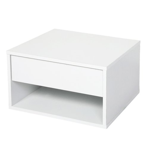 Levede Bedside Table Floating Set of 2 Wall Mounted Drawer Open Shelf White