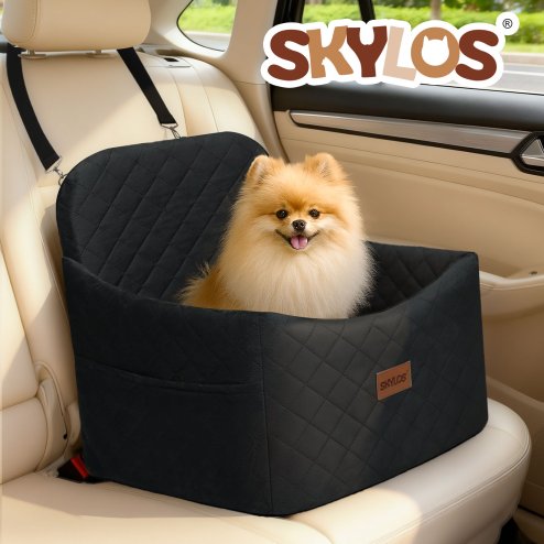 Skylos Pet Booster Dog Car Seat Safe Travel Carrier Bed Bag Basket Puppy Black