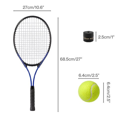 Centra 9Pcs Tennis Racket Set Lightweight Racquet Balls Carry Bag Overgrips