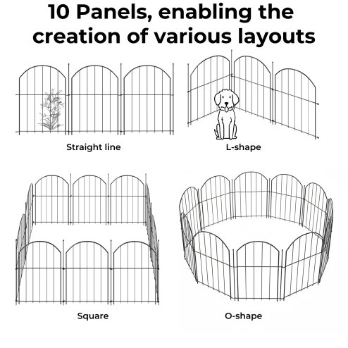 Levede Animal Barrier Metal Decorative Garden Fence Outdoor Pet Border 10 Pack