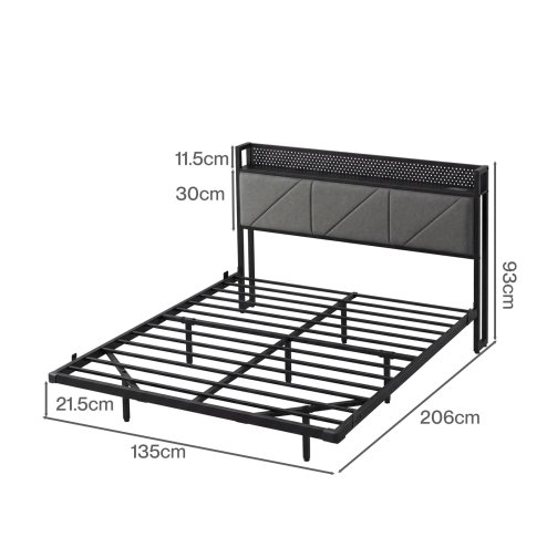 Levede Floating Bed Frame Double LED Lights Upholstered USB Storage Headboard