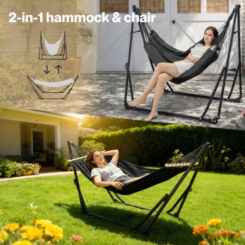 Mountview Foldable Hammock Chair Bed Portable with Stand Outdoor Camping 200KG