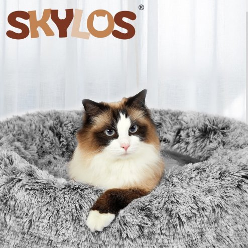 Skylos Dog Bed Cat Beds Washable Large Puppy Soft Warm Calming Cushion Round