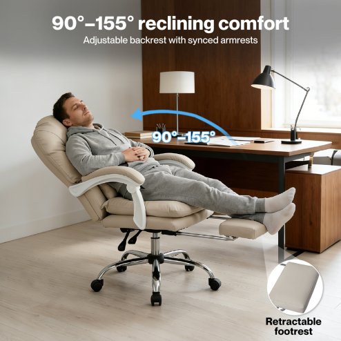 Levede Office Chair Ergonomic Executive Chair Heavy Duty 155??Reclining Leather