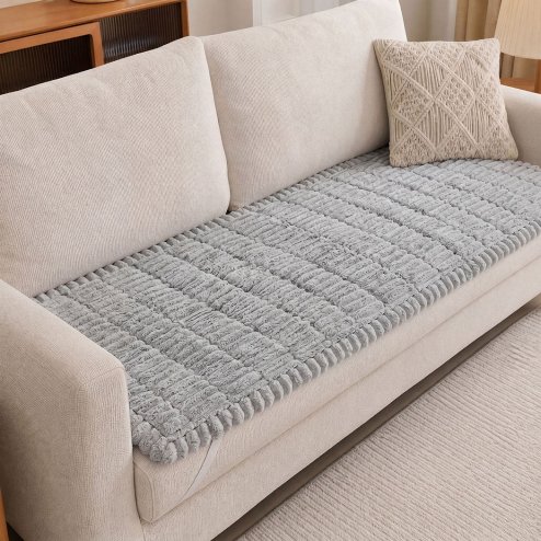 Marlow Corduroy Sofa Cover Pet Friendly Non Slip Washable 70 x 150cm Light Grey
