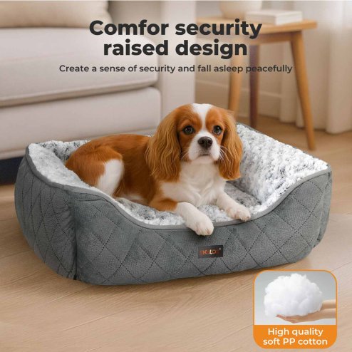 Skylos Pet Dog Cat Calming Bed Comfy Puppy Fluffy Cushion Plush Washable Large