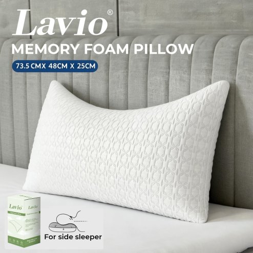 Lavio Side Sleeper Pillow Shreded Memory Foam Adjustable Comfort Bounce Back
