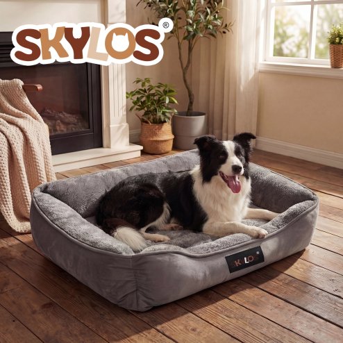 Skylos Orthopedic Dog Bed Large Soft Arctic Velvet Pet Bed Mattress Anti-Slip XL