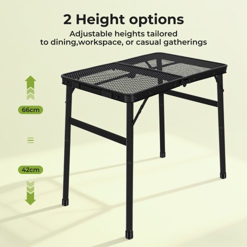 Levede Folding Camping Table Adjustable Height Aluminium Picnic Desk Black 90cm