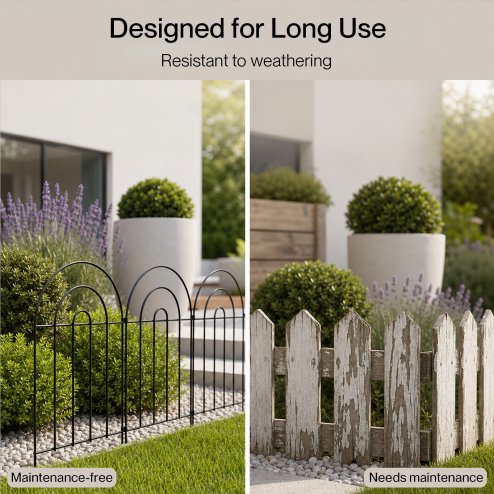Mountview Garden Fence 10pc Metal Dog Fence Picket Fence Black Steel
