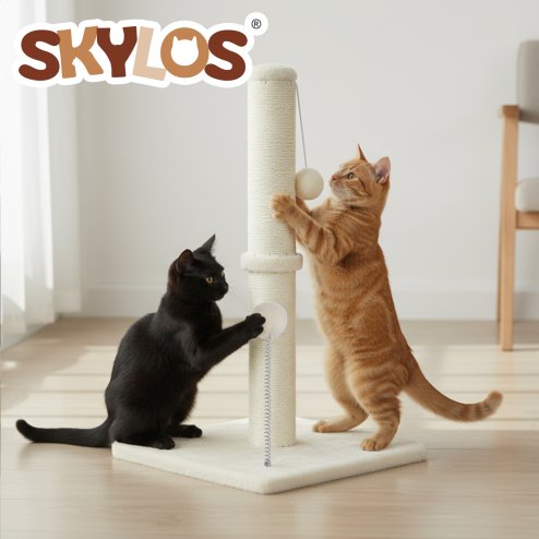 Skylos Cat Scratching Post 54cm Strong Natural Sisal Heavy Duty Scratcher Ball