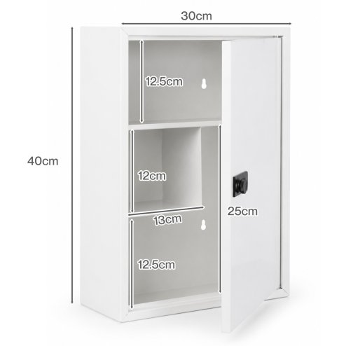 Levede Medicine Cabinet Lockable Storage Box Wall Mounted Metal Home White