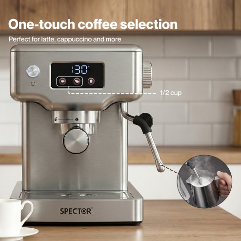 Spector Ultra Espresso Machine with LCD Display, Barista Coffee Machine