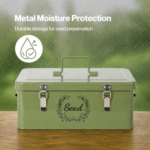 TOQUE Seed Box 4-Compartment Storage Box Metal Seed Organiser Dark Green