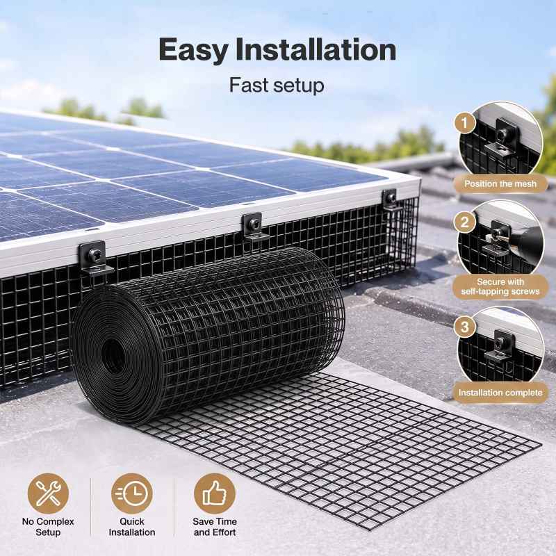 Mountview Solar Panel Bird Mesh PVC Coated Black 30M Roof Guard For Pigeons