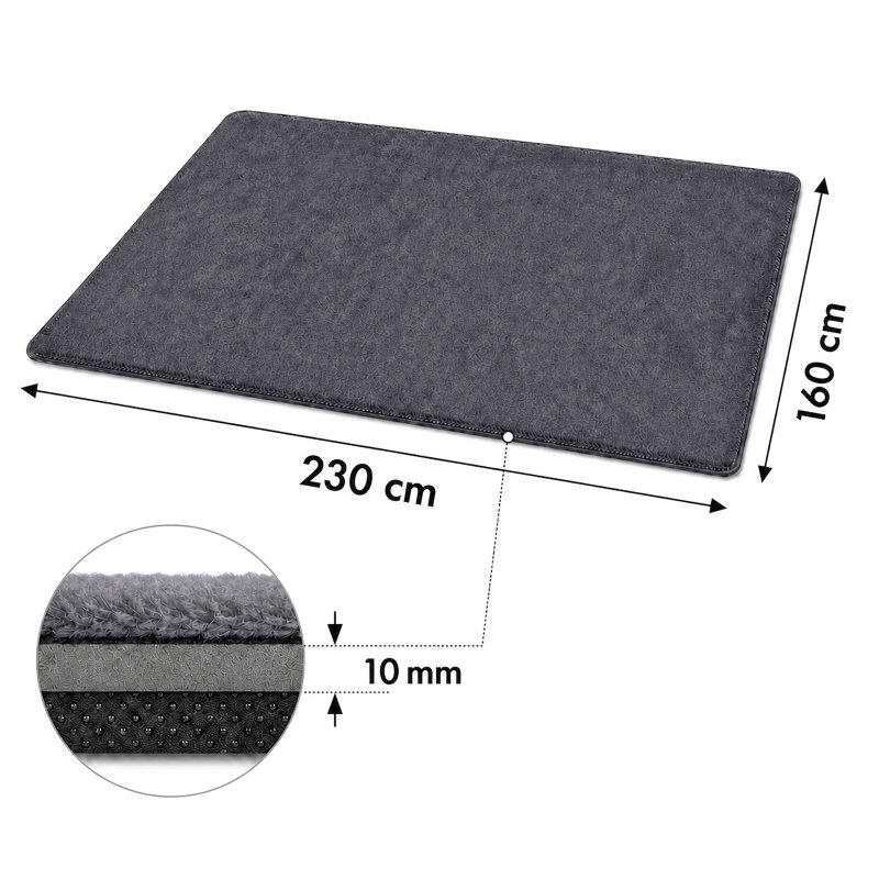 Marlow Rugs Living Room? Faux Wool Carpet Rebound Foam Non Slip Washable Grey