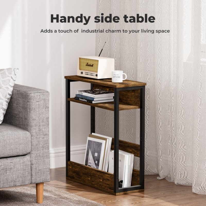 Levede 40x18x55cm Side Table with Storage Shelf Metal Frame