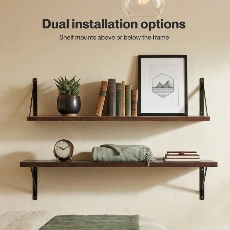 Levede Floating Shelves Wall Wood Rustic with Brackets Vintage Brown Set of 3