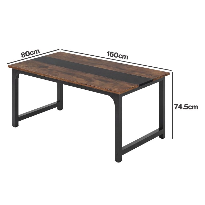 Levede Dining Table 4-6 Seater Retro Kitchen Adjustable Foot for Home Walnut