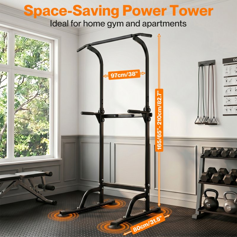 Centra Pull Up Station, 9-Height Adjustable, 150kg Carbon Steel, Black