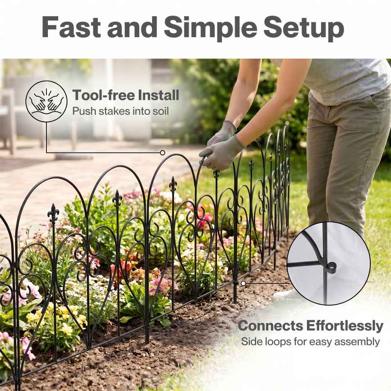 Mountview Fence Dog Fence Outdoor Garden Fence 5Pc Rustproof Steel Yard Black