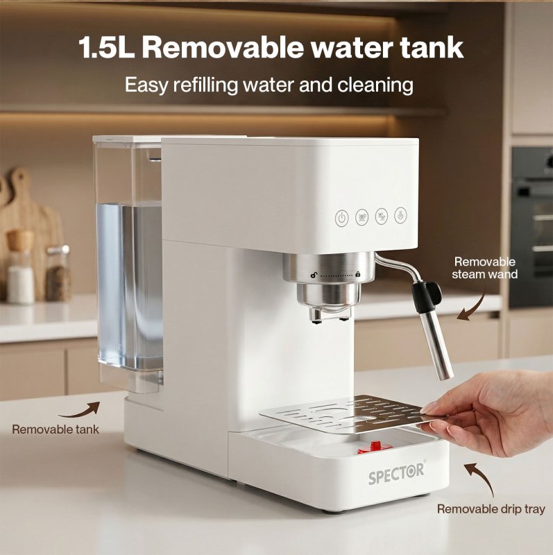 Spector Espresso Coffee Machine Maker 20 Bar Milk Frother Cappuccino Latte Cafe
