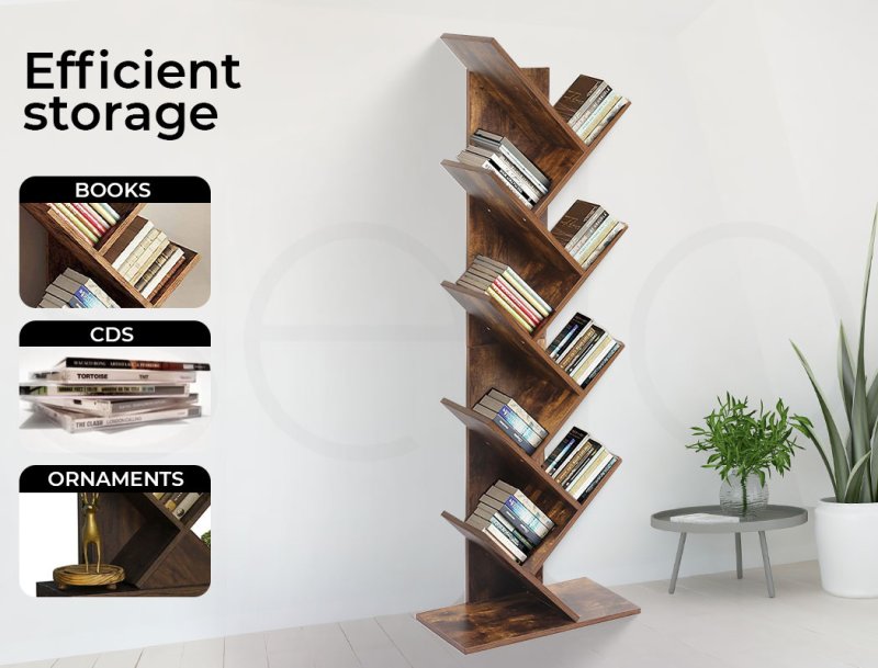 Levede Bookshelf Tree Bookcases Book Storage Wooden 8 Tier Home Display Stand