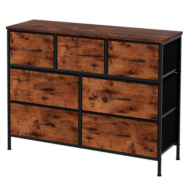 Levede Chest of Drawers 7 Drawer Storage for Bedroom Living Room in Brown Black