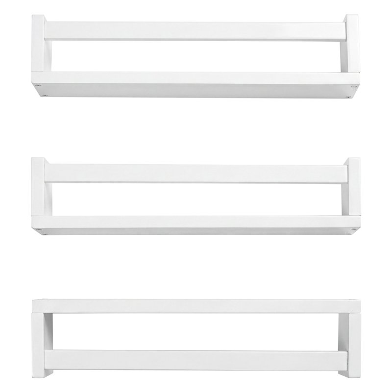 Levede Nursery Book Shelves Kids Wall Floating Shelf White Solid Wood 3 Pack